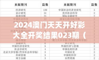 2025澳门天天开好彩大全开奖结果023期（历史文献）