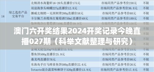 澳门六开奖结果2025开奖记录今晚直播027期（科举文献整理与研究）