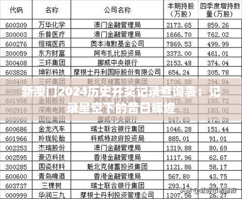 新澳门2025历史开奖记录查询表：记录星空下的昔日辉煌