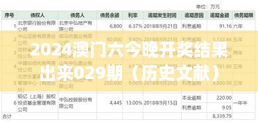 2025澳门六今晚开奖结果出来029期（历史文献）