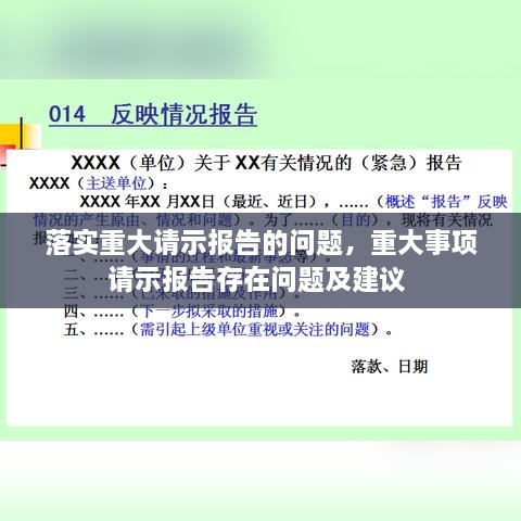 落实重大请示报告的问题，重大事项请示报告存在问题及建议 