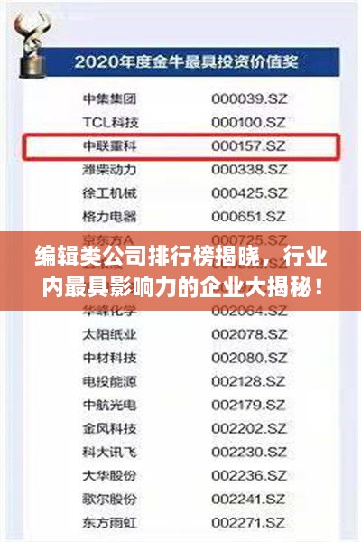 编辑类公司排行榜揭晓，行业内最具影响力的企业大揭秘！