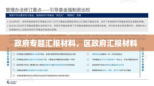 政府专题汇报材料，区政府汇报材料 